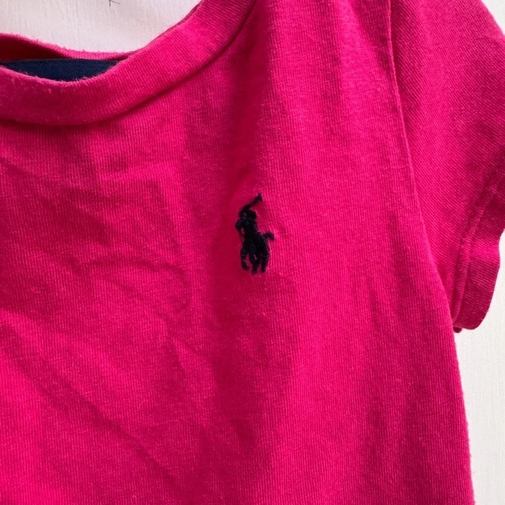 Ralph Lauren 3T Girls Pink Short Sleeve Peplum Shirt Blouse